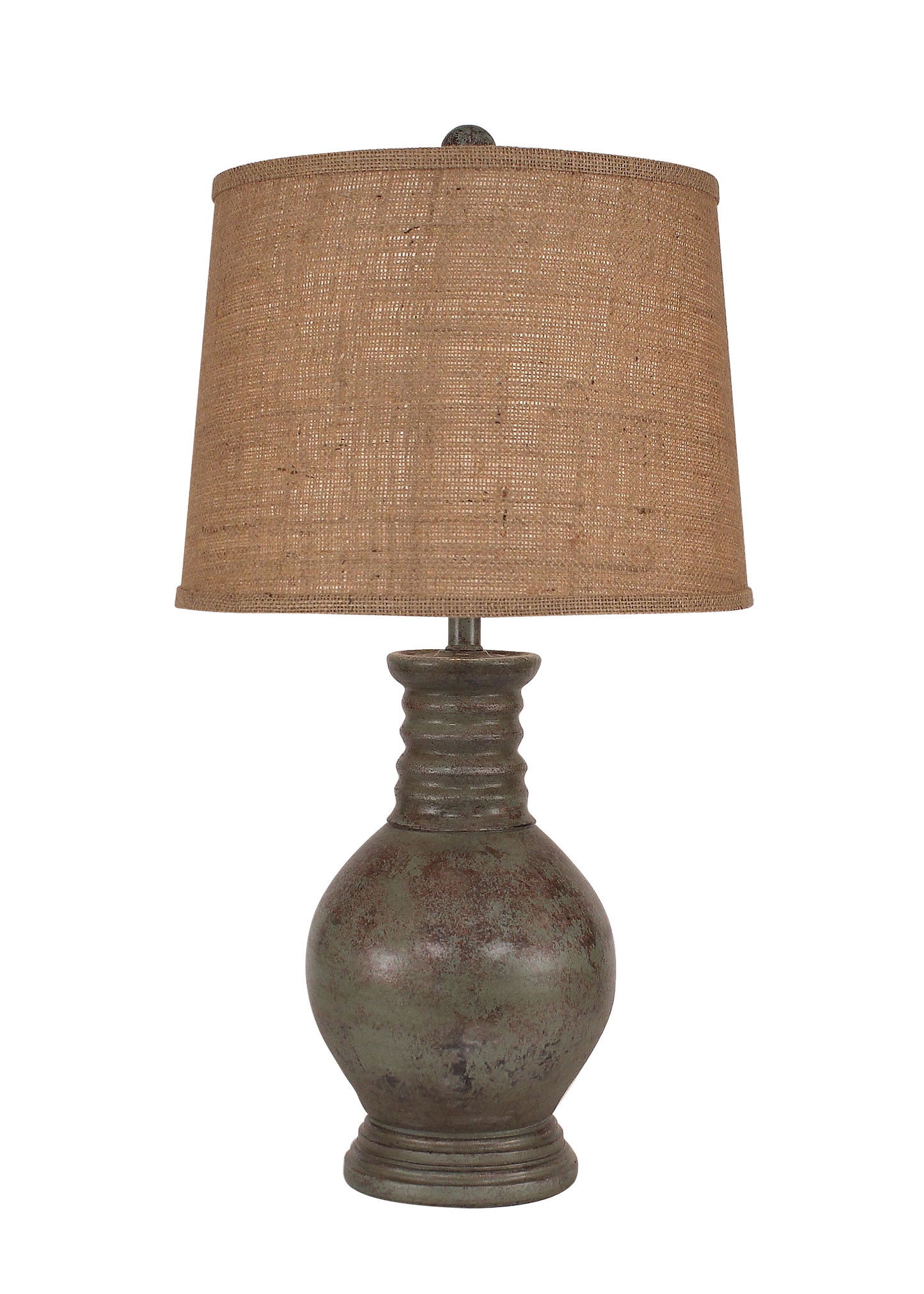 Tarnished Atlantic Grey Bulbous Table Lamp w/ Ribbed Neck - Coast Lamp Shop