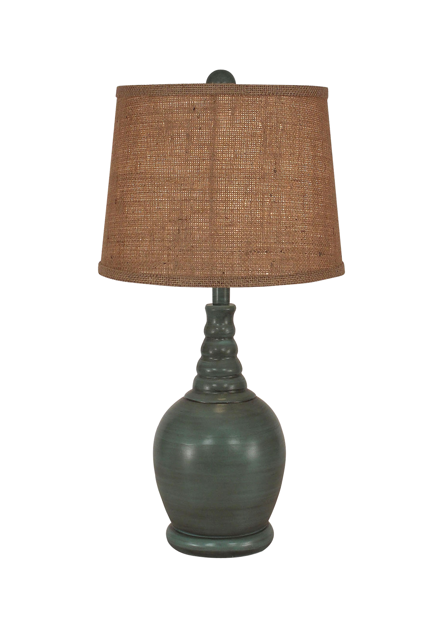 Turquoise Sea Glaze Round Accent Lamp w/ Ribbed Neck - Coast Lamp Shop