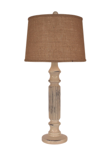 Distressed Cottage Ribbed Table Lamp - Coast Lamp Shop