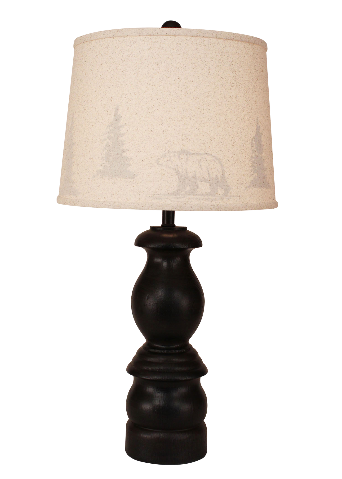 Distressed Black Small "B" Pot- Bear and Tress Silhouette Shade - Coast Lamp Shop
