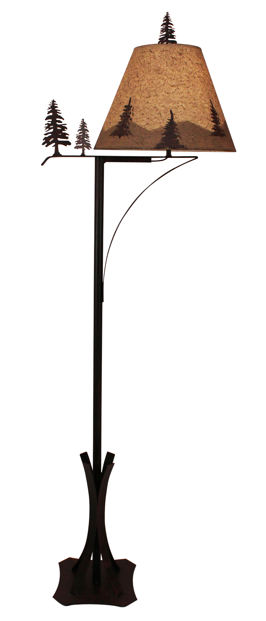 Burnt Sienna Iron Arm Floor Lamp with Pine Trees - Coast Lamp Shop