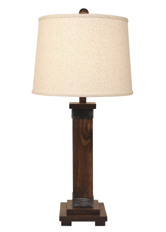 Dark Stain/Steel Mission Style Table Lamp - Coast Lamp Shop