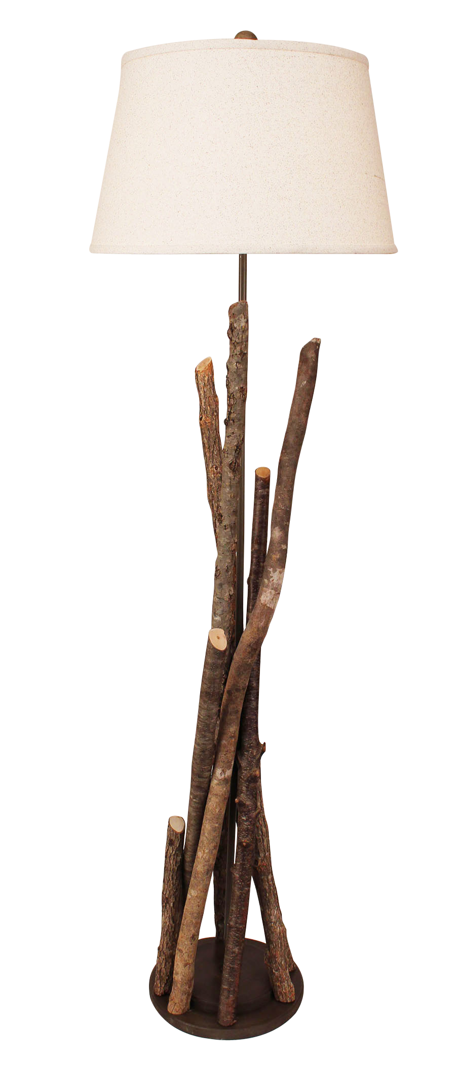 Grey Stick Floor Lamp with Round Wooden Base - Coast Lamp Shop