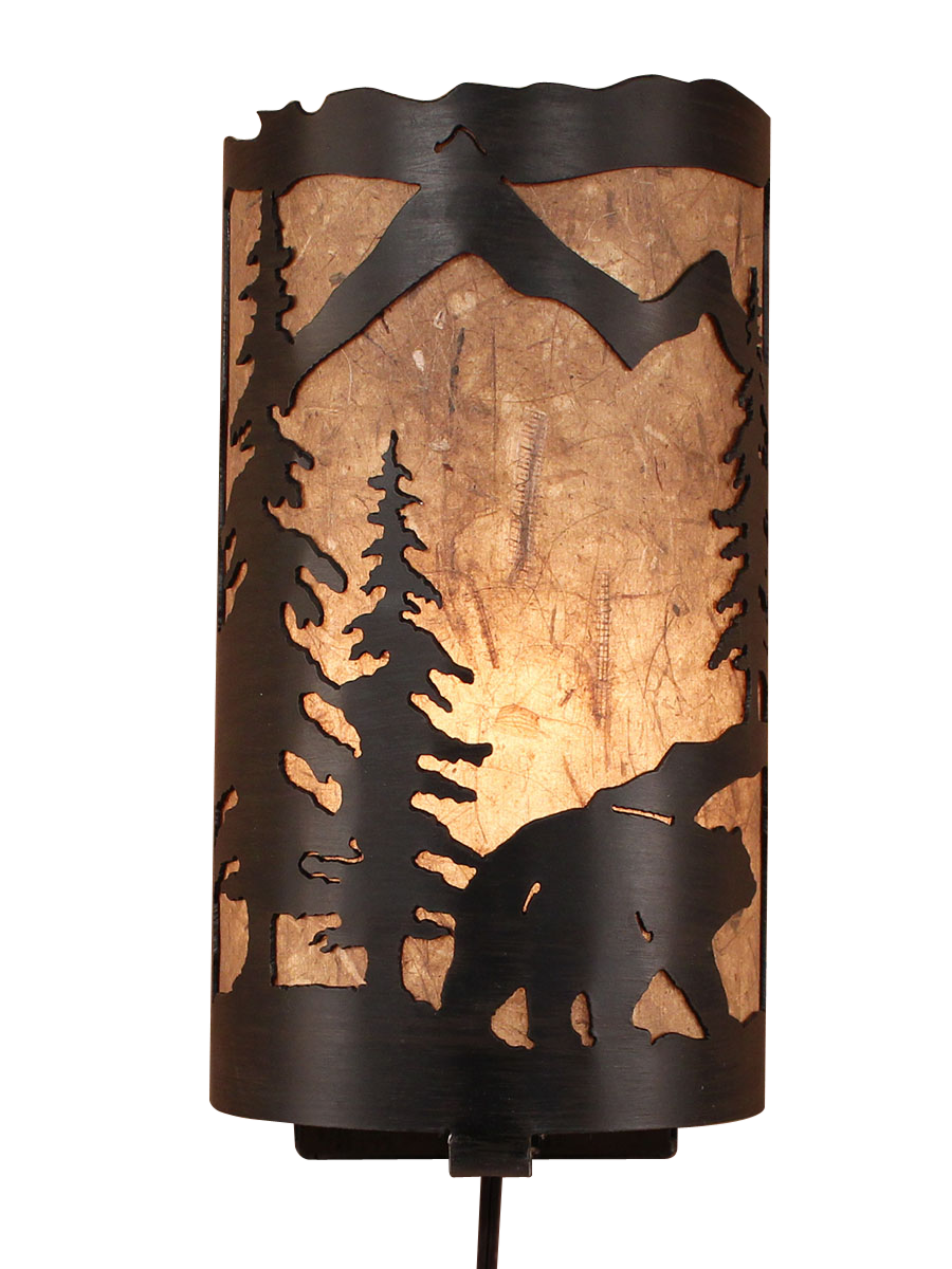 Kodiak Bear Scene Panel Sconce - Coast Lamp Shop