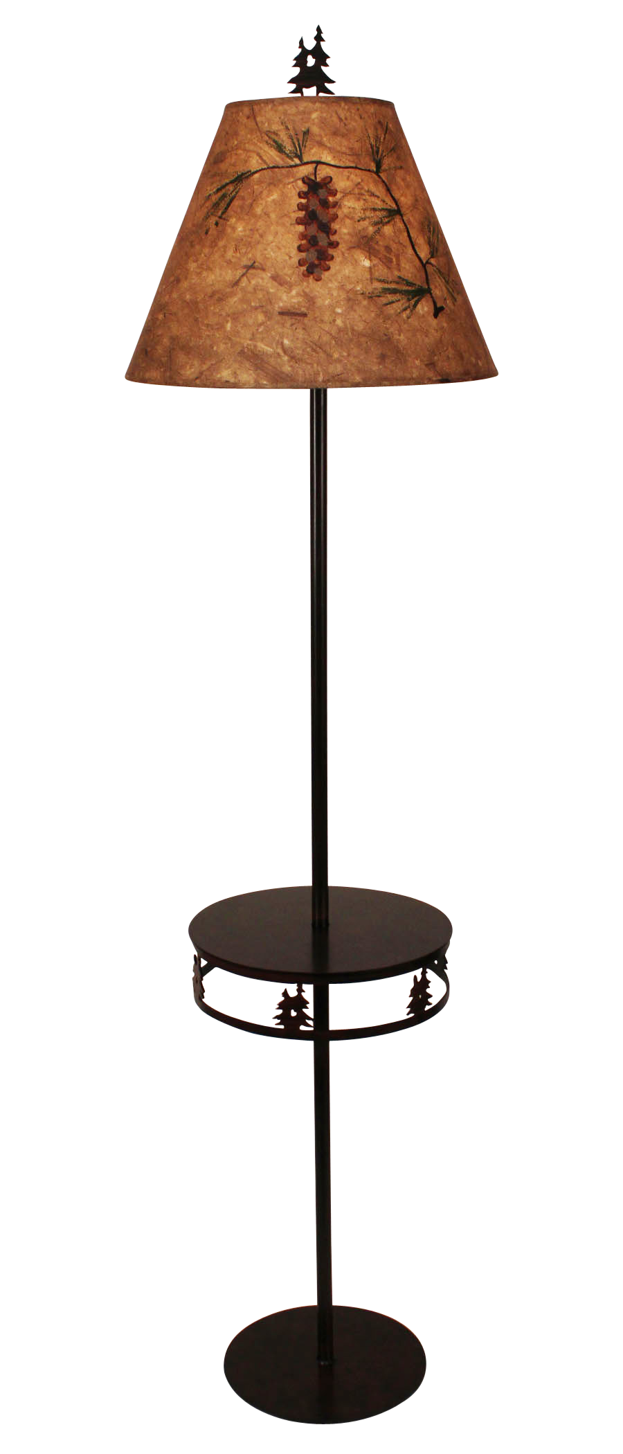 Burnt Sienna Iron Round Double Tree Band Drink Table Tray Lamp - Coast Lamp Shop