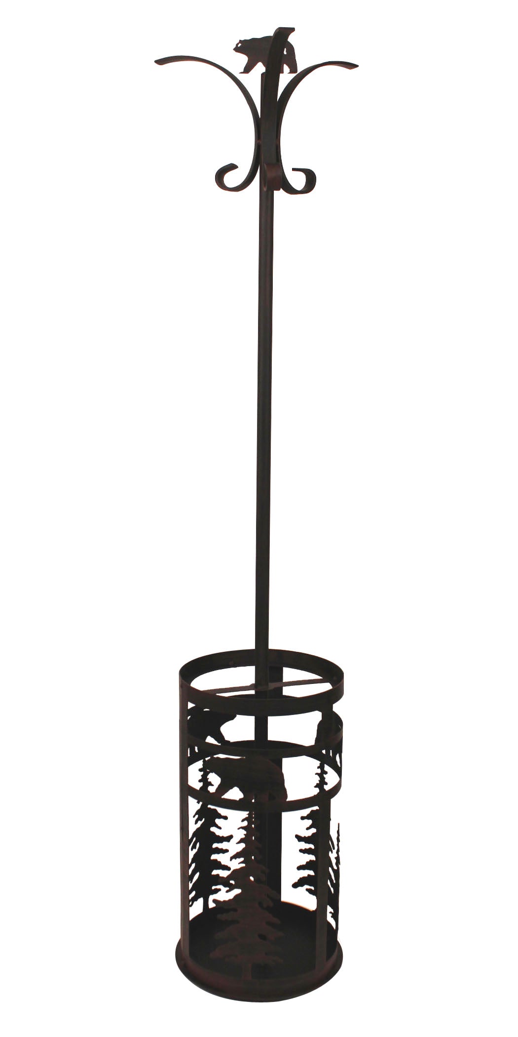 Iron 2 piece Coat Rack and Umbrella Stand-Bear and Feather Tree Accent - Coast Lamp Shop