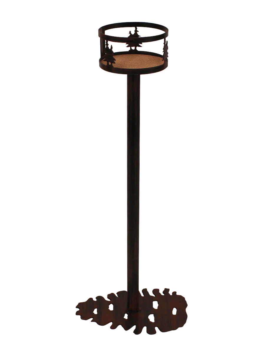 Iron Double Tree Band Drink Holder with Pine Cone Base - Coast Lamp Shop