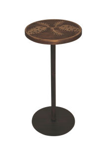 Round Wood Top Drink Table w/Pine Cone Accent - Coast Lamp Shop