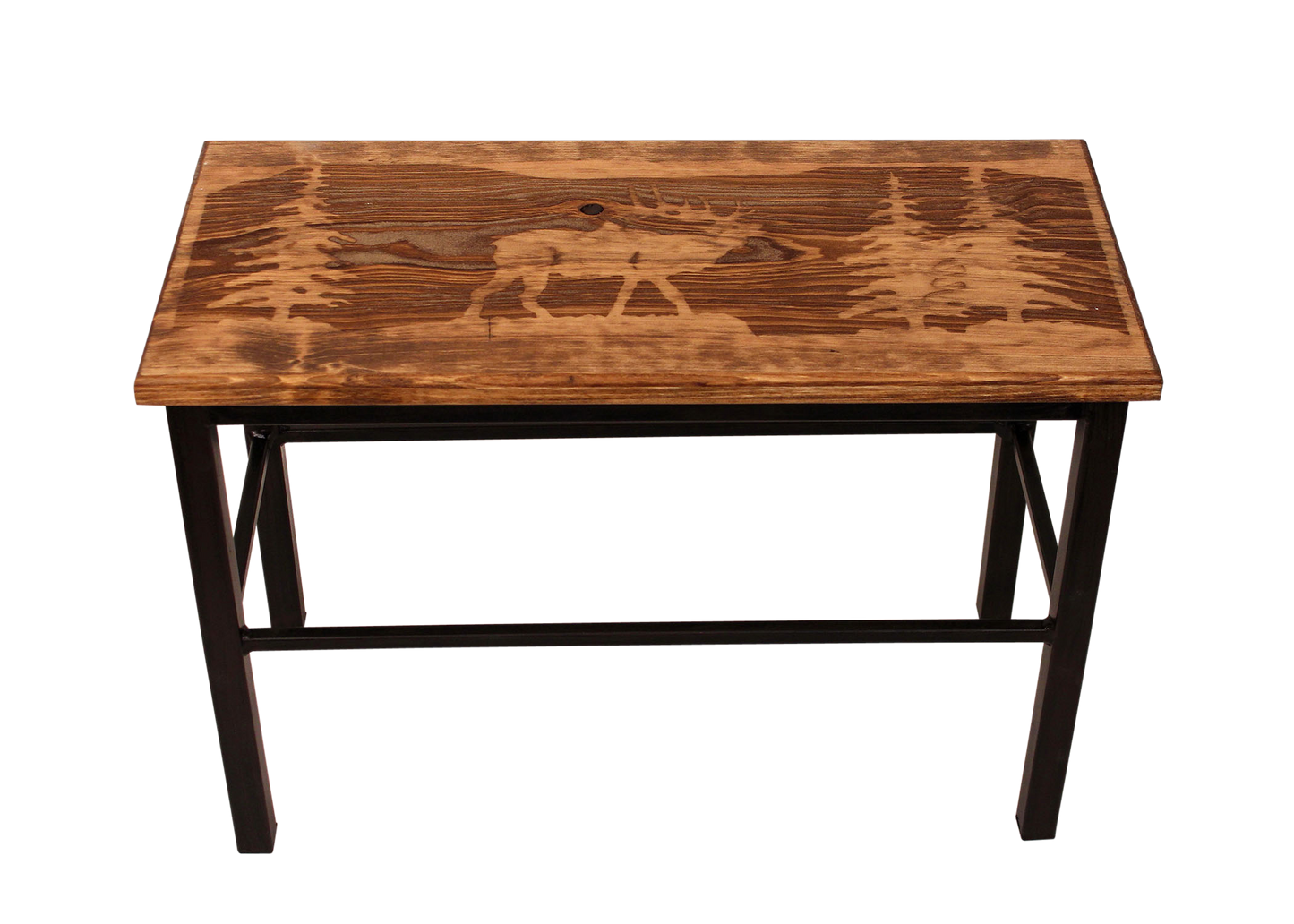 24" Wooden Elk Scene Bench - Coast Lamp Shop