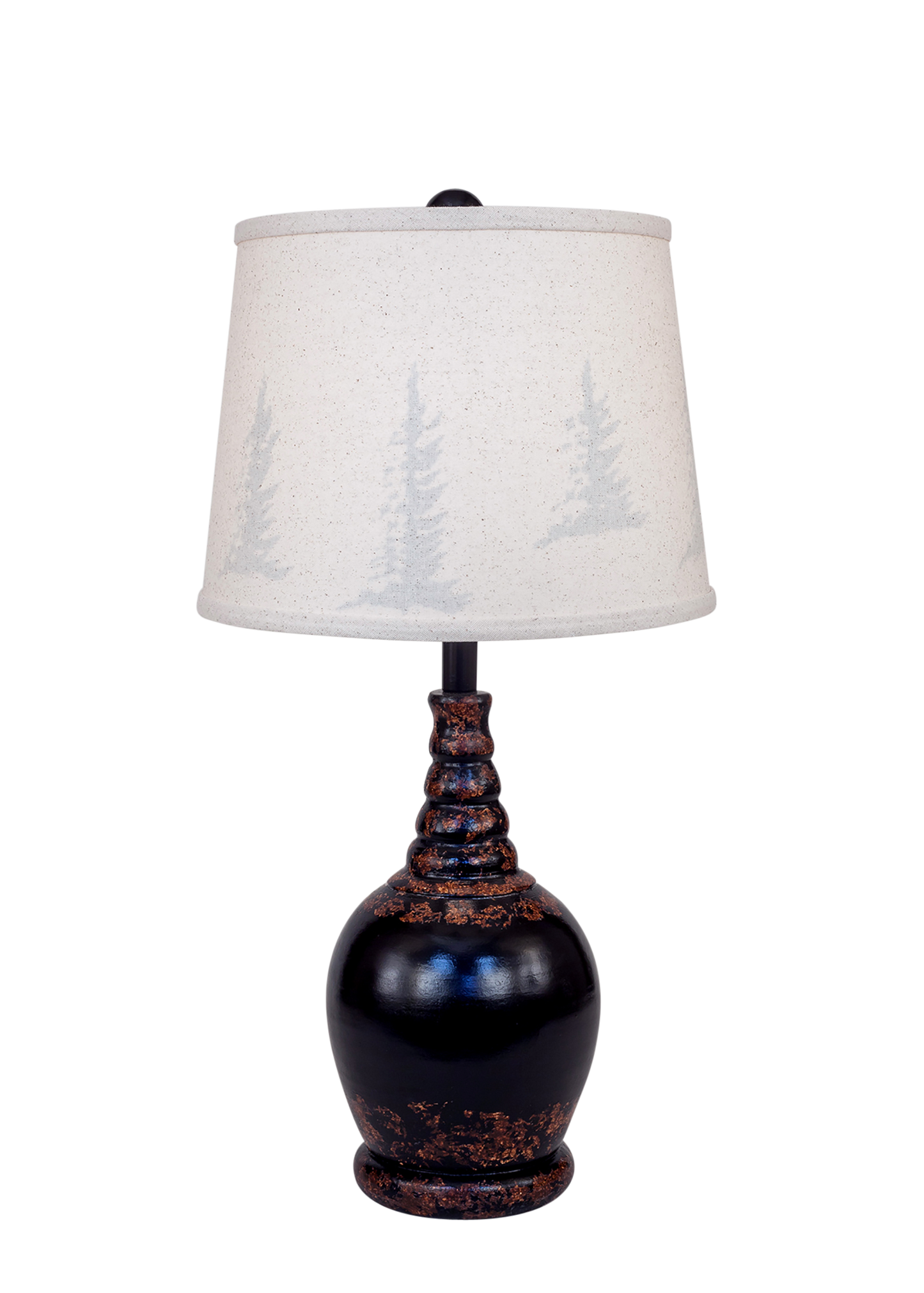 Aged Black Bulbous Accent lamp with Tree Shade
