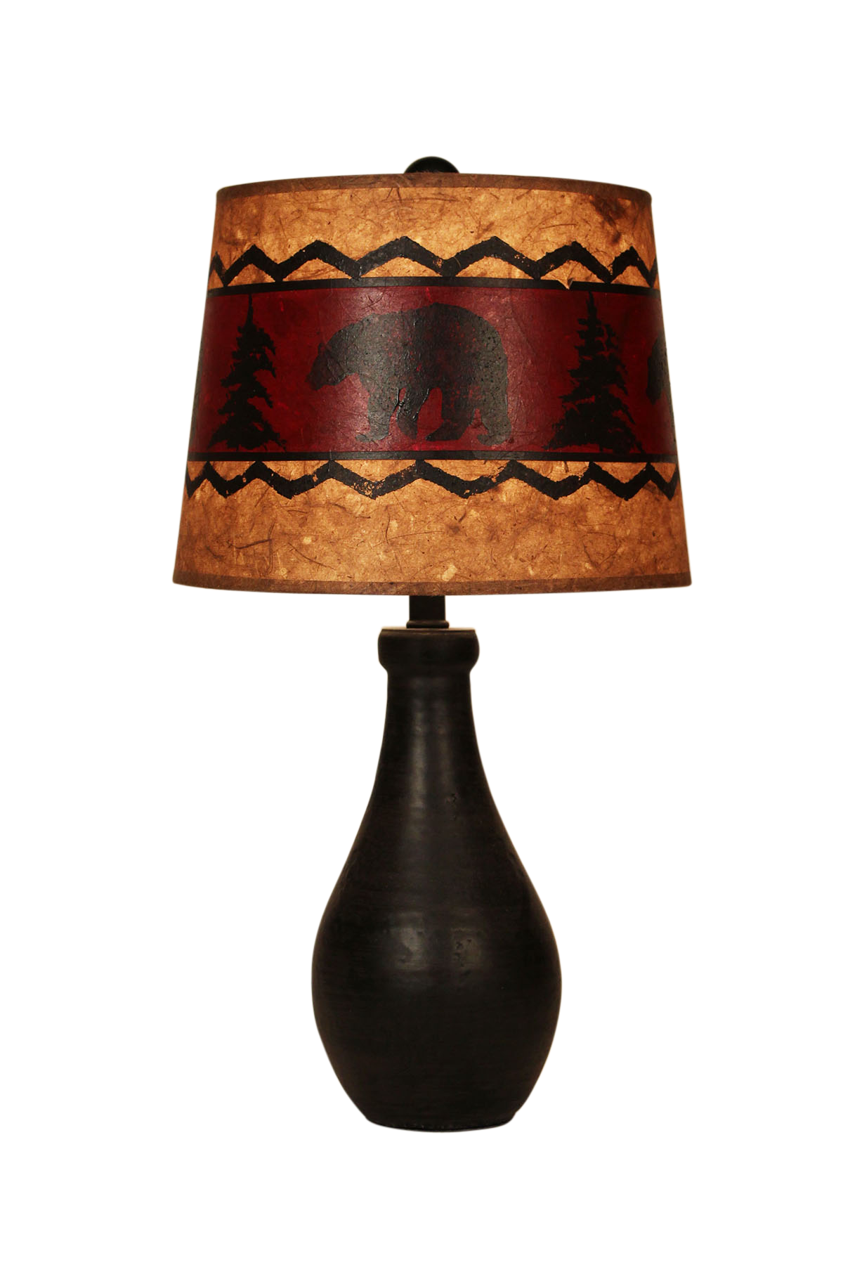 Kodiak Eggplant Pot with Bear Band Shade - Coast Lamp Shop