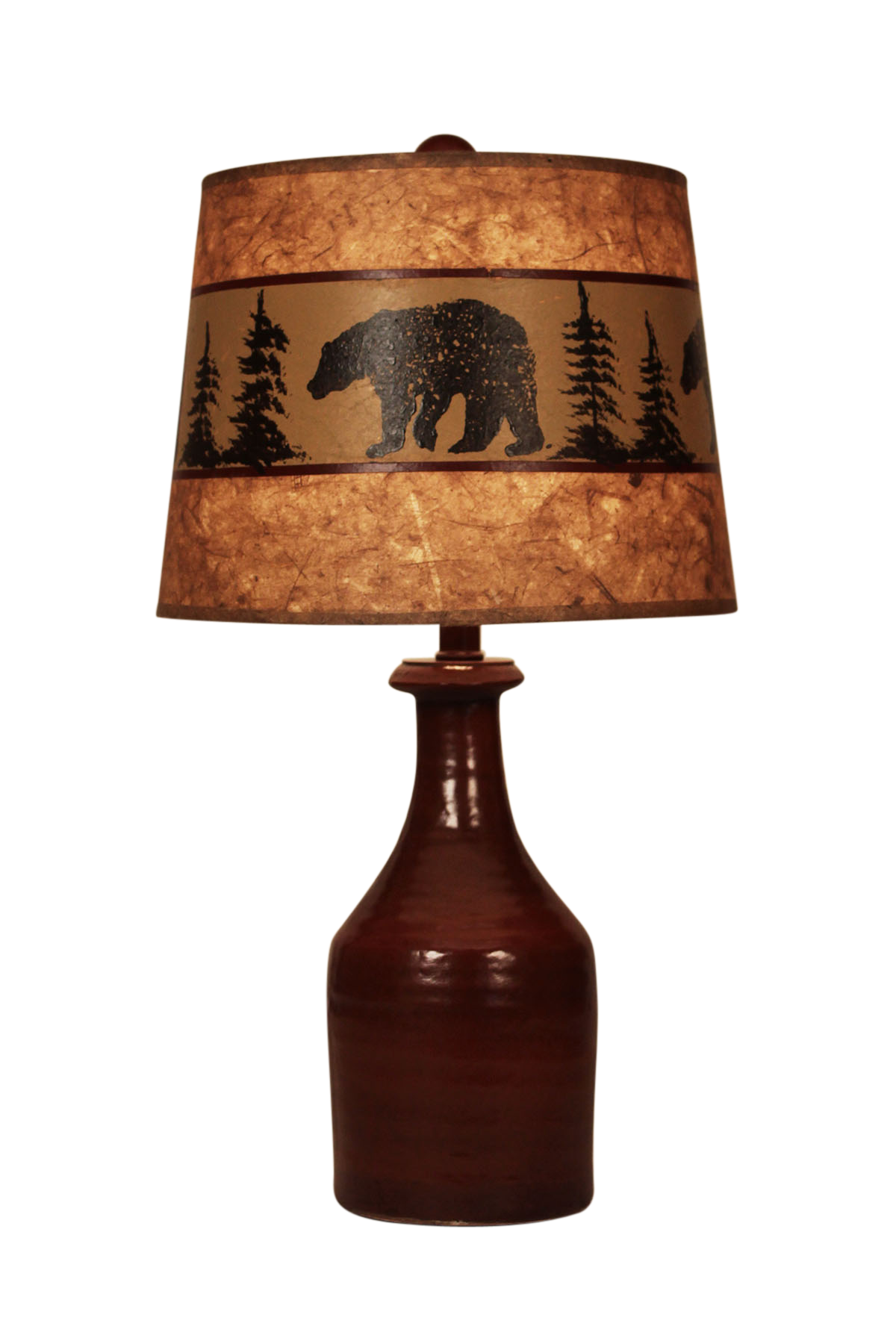 Spanish Tile Glazed Small Clay Jug with Bear Band Shade - Coast Lamp Shop