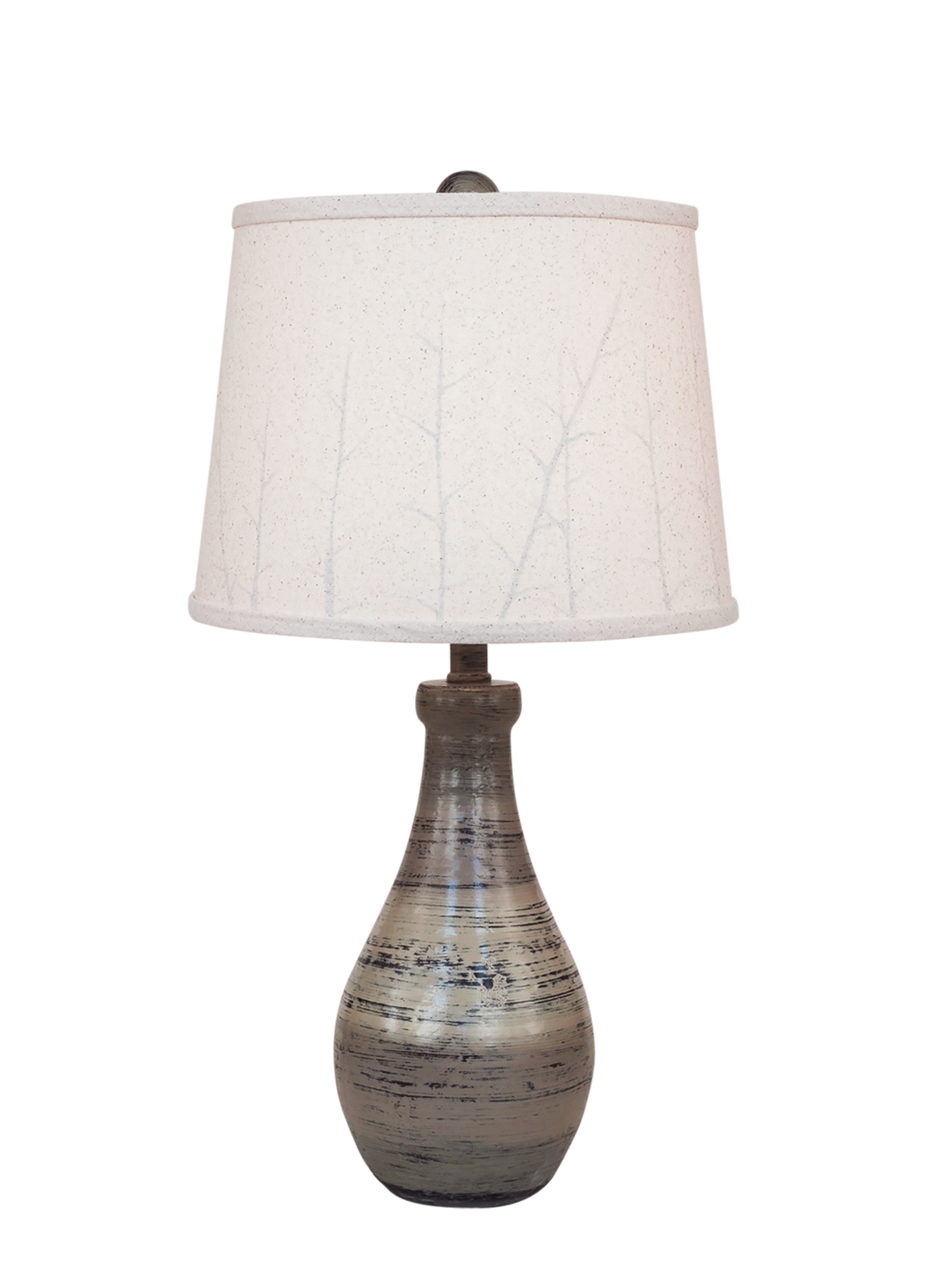 Earthstone Eggplant Clay Jug Table Lamp with Branches Shade