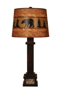 Aspen Wooden Table Lamp with Poplar bark Accent- Bear Band Shade - Coast Lamp Shop