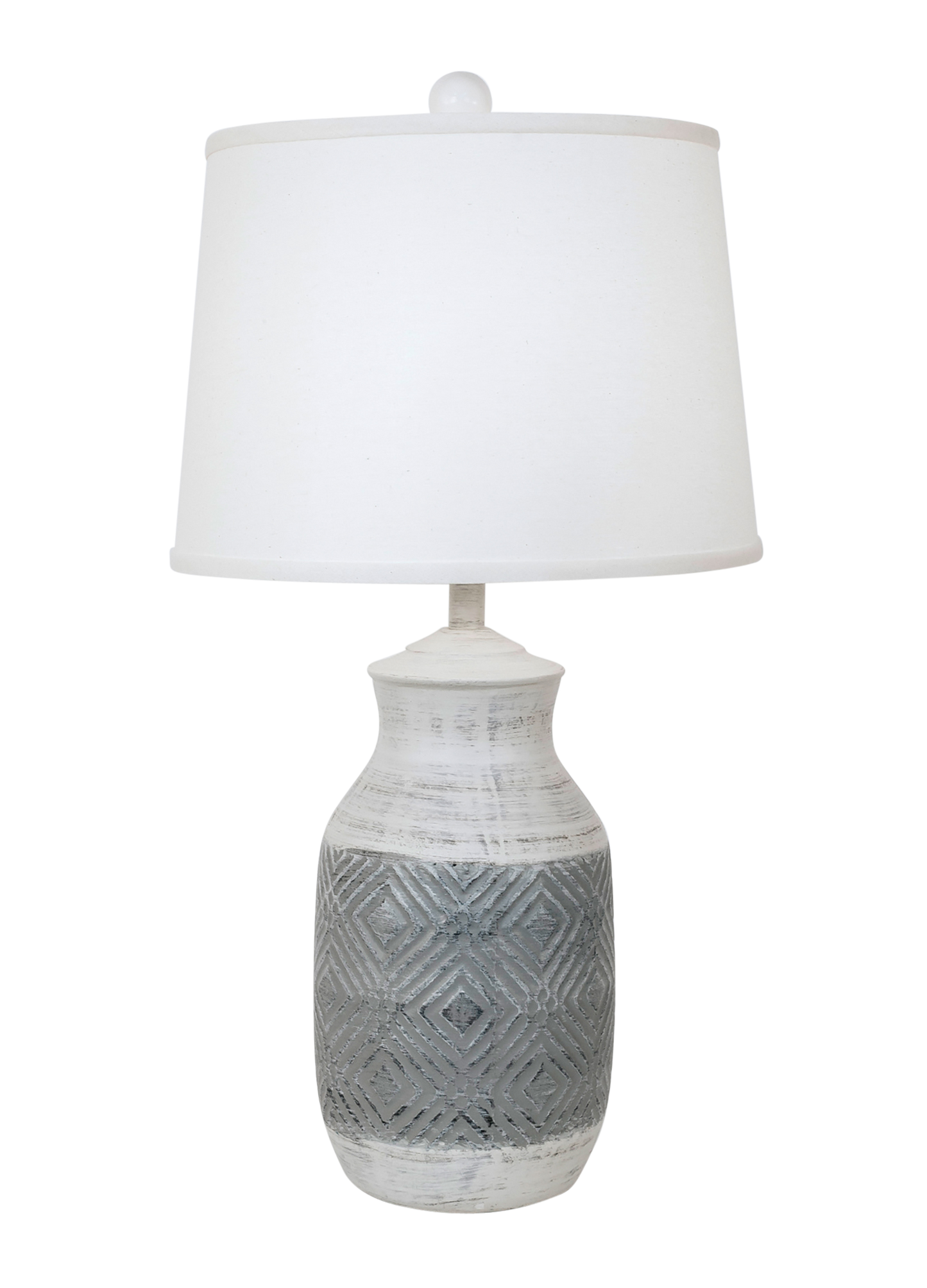 Cottage/Pale Grey Round Pot with Diamond Pattern