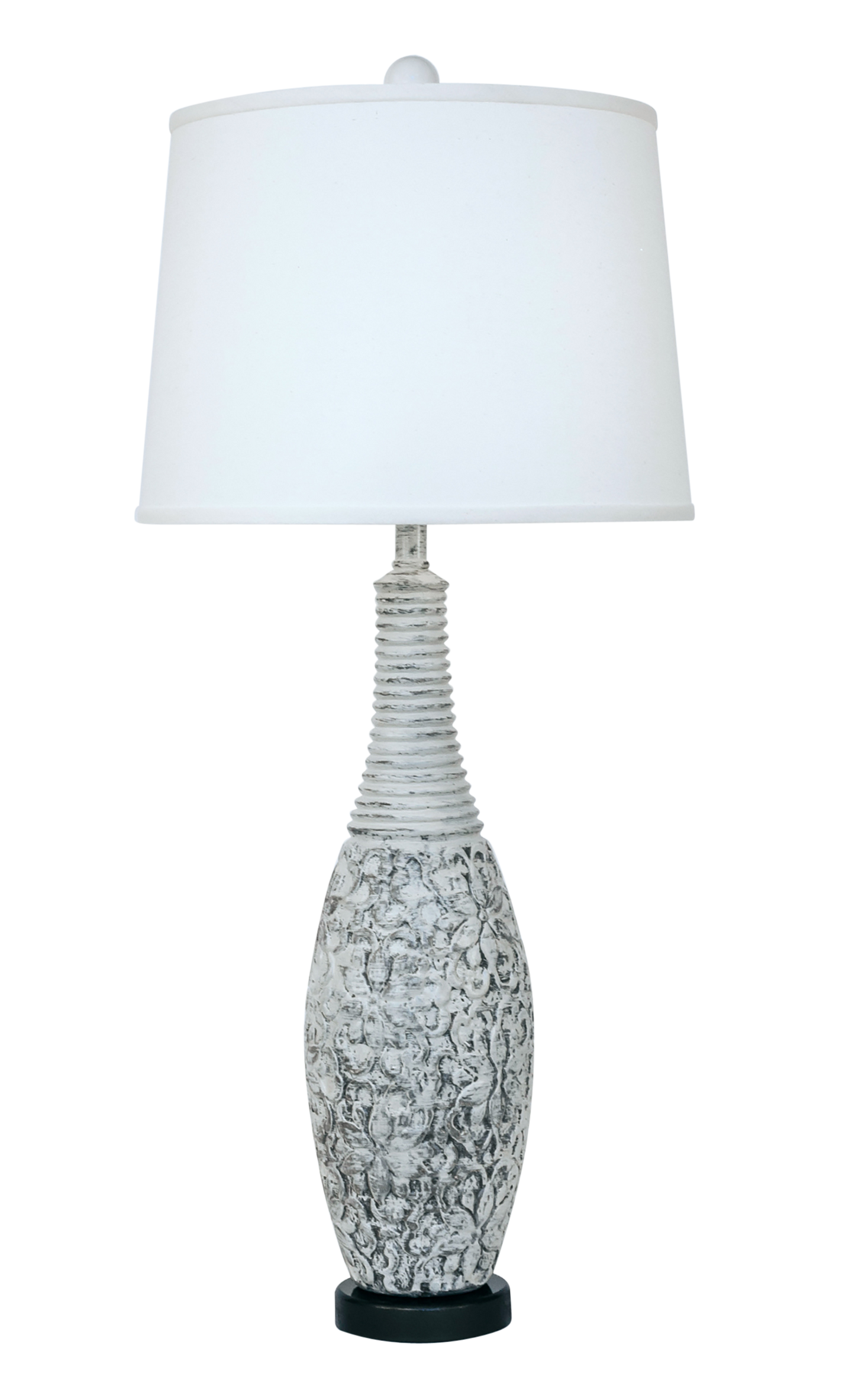 Shabby Cottage Flower and Vine Table Lamp with Round Dark Bronze Base