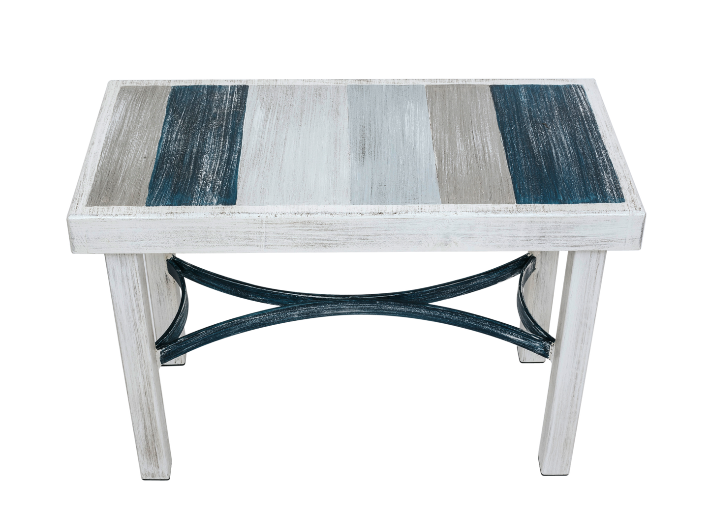 Cottage/Nautical 24" Flat Bar Bench w/Slat Top