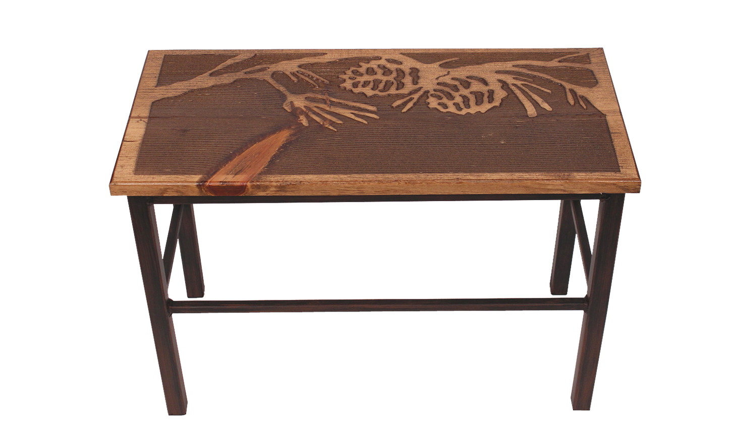 24" Pine Branch Scene Bench - Coast Lamp Shop