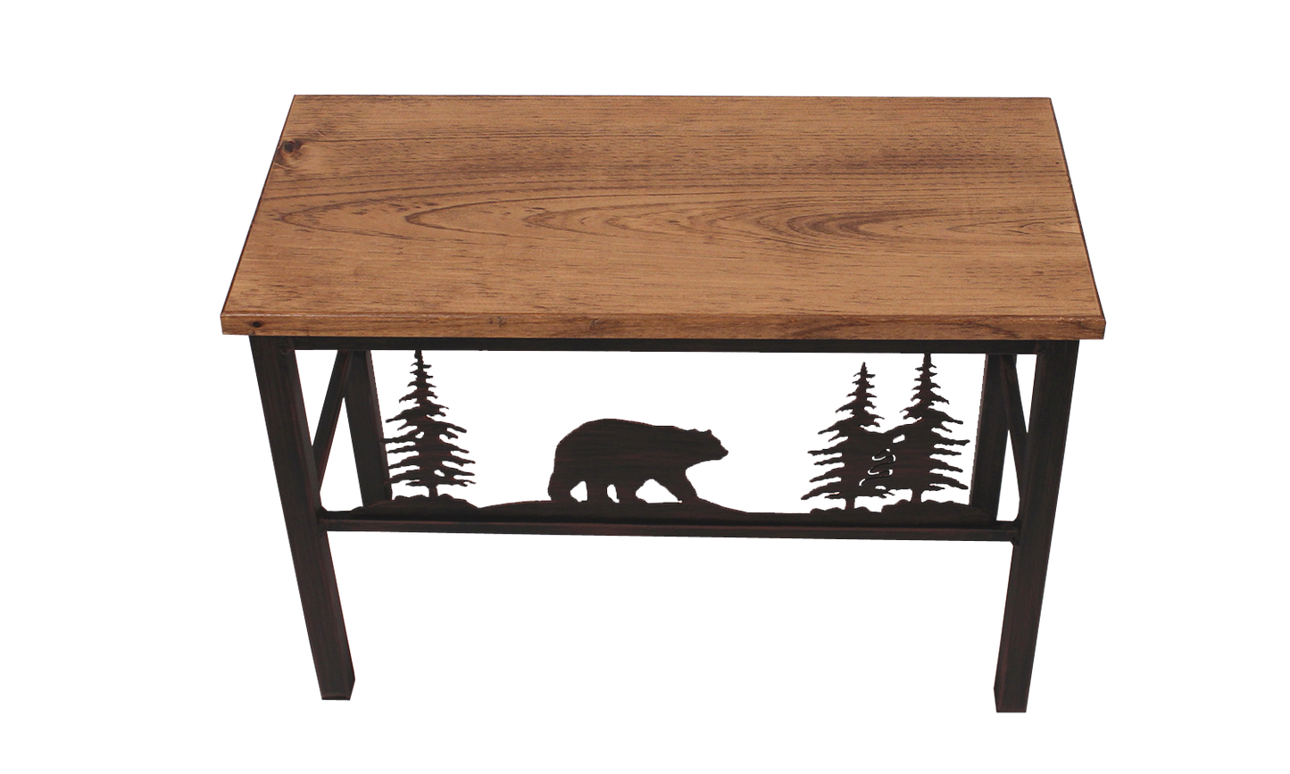 24" Iron Bear and Tree Scene Bench- Burnt Sienna - Coast Lamp Shop