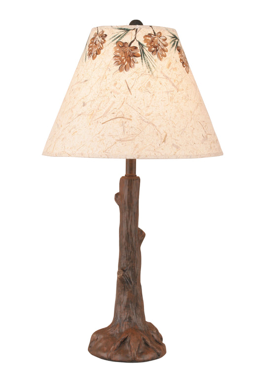 Rust Tree Trunk Table Lamp w/ Pine Cone Canopy Shade