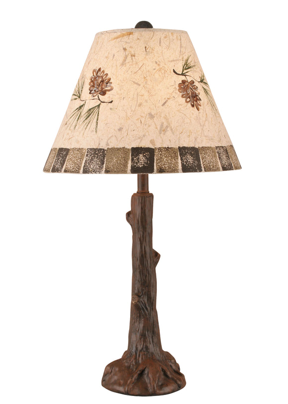 Rust Tree Trunk Table Lamp w/ Pine Cone and Blocks Table Lamp
