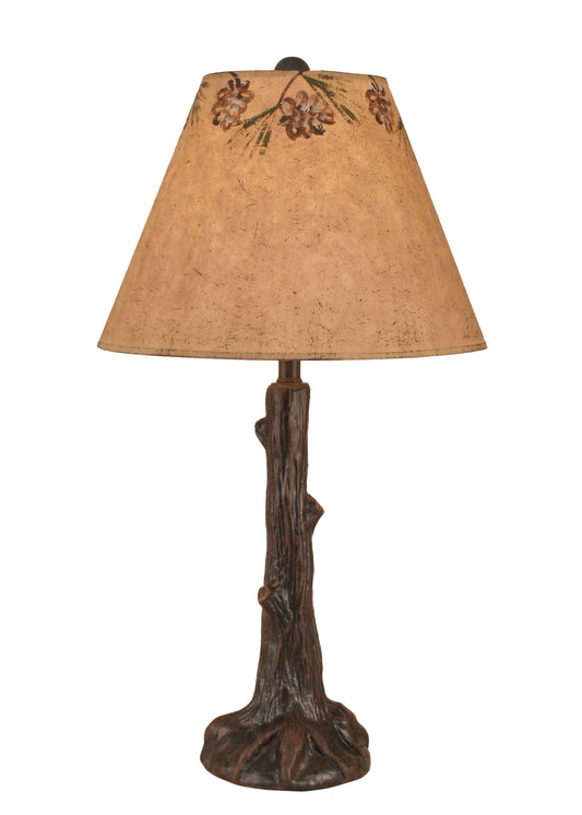 Rust Tree Trunk Table Lamp w/ Burnt Umber Pine Cone Shade