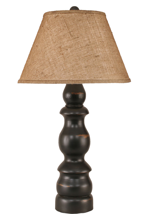 Distressed Black Farmhouse Table Lamp w/ Real Pine Cone Accent