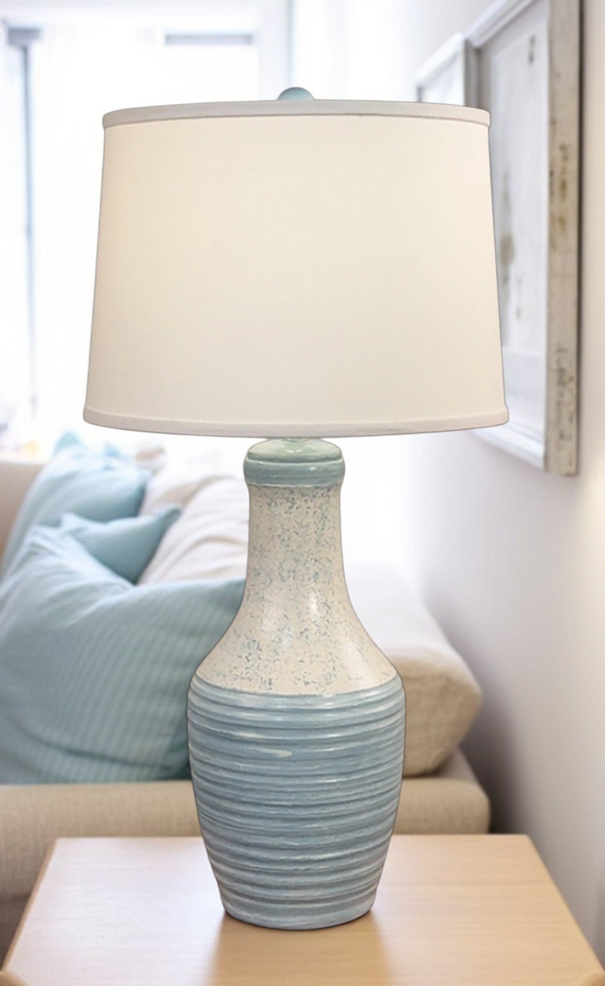 Seaside Villa/Spindrift Ribbed Faux Ceramic Vase Table Lamp