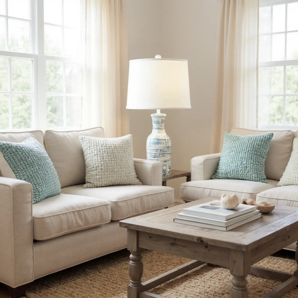 Nude/Nautical Faux Clay Water Jug Lamp