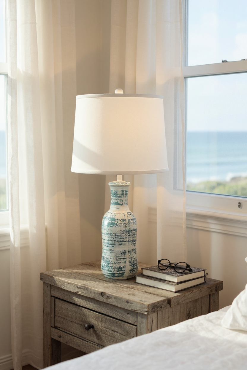 Nude/Nautical Faux Clay Water Jug Lamp