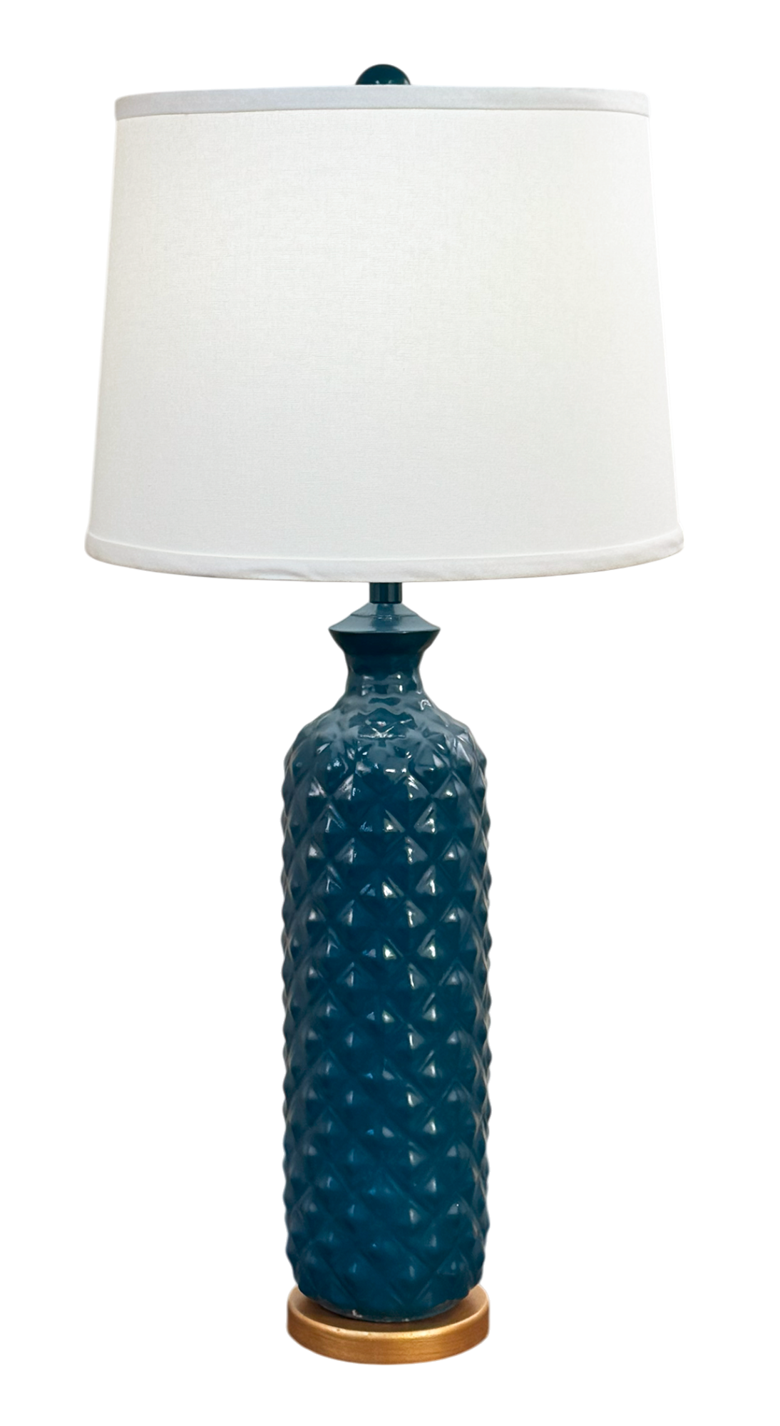 High Gloss Sea Tall Textured Table Lamp w/ Gold Base