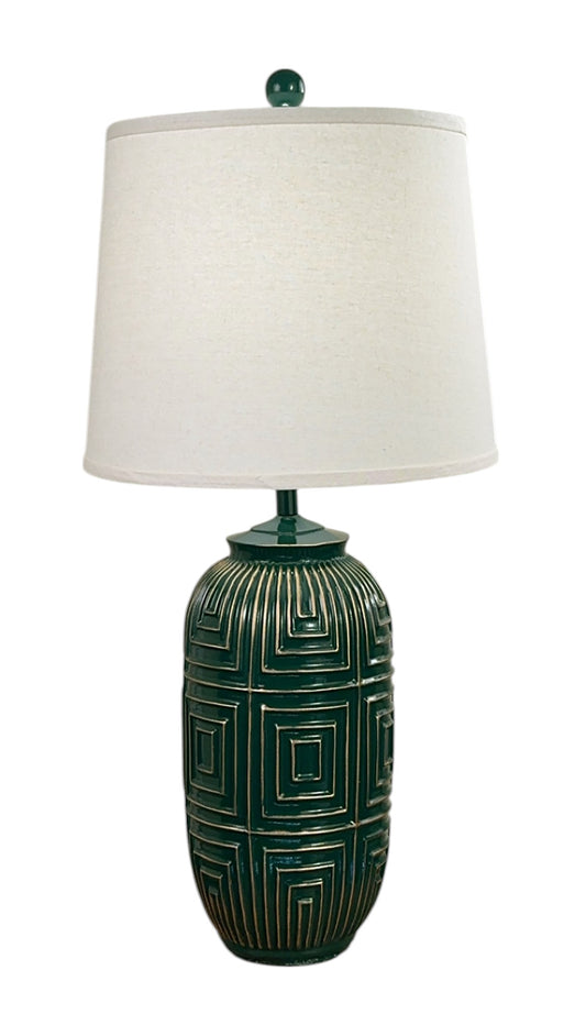 Emerald w/ Gold Accent Geometric Table Lamp