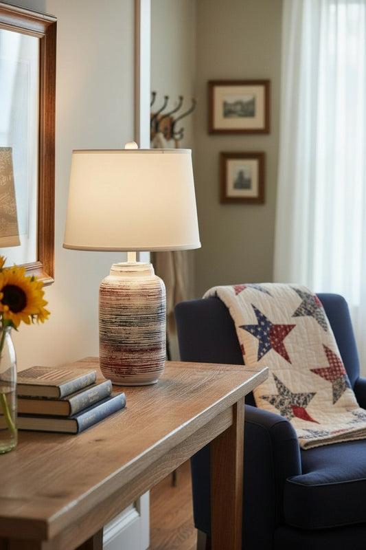 Distressed Americana Fluted Tear Drop Table Lamp