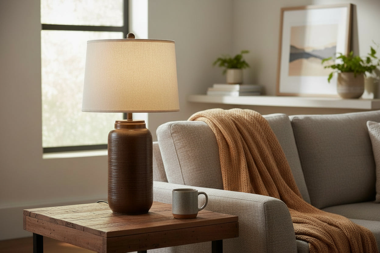 Distressed Camel Large Ginger Jar Table Lamp