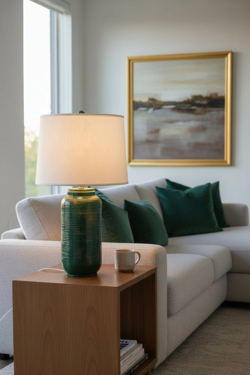 Emerald/Gold Large Ginger Jar Table Lamp