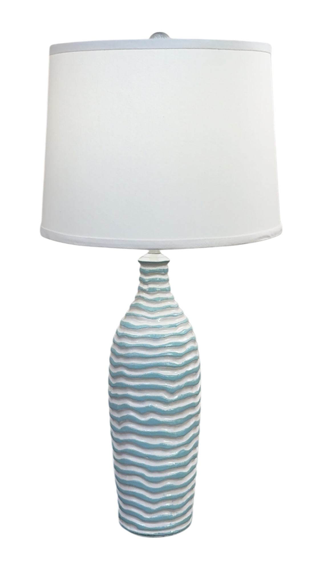 High Gloss Ivory/Atlantic Grey Tall Wavy Table Lamp