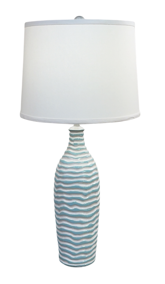 High Gloss Ivory/Atlantic Grey Tall Wavy Table Lamp