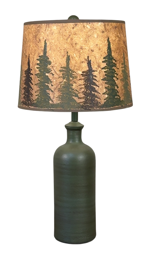 LEAF GLAZE JUG ACCENT LAMP WITH TREE GROVE SHADE