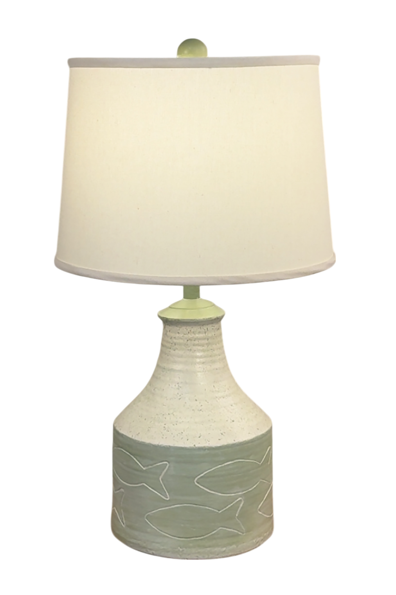 Seagrass/Spindrift Wide Clay Jug with Etched Fish