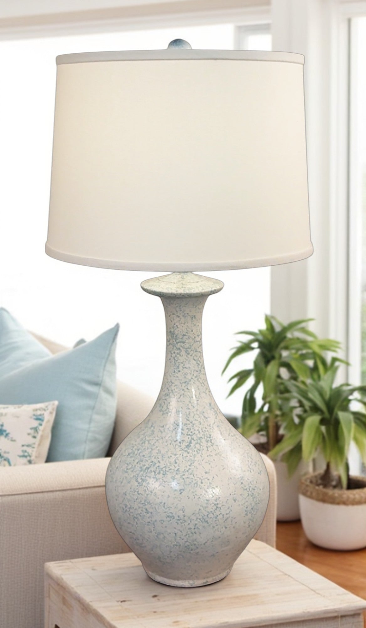 Sponged Nude/Seaside Villa Tall Faux Stone Pot