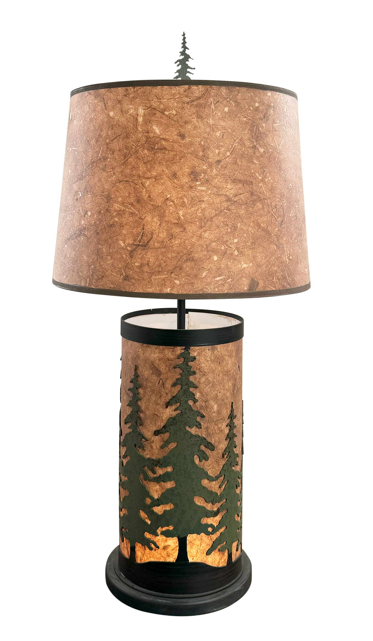 Rugged Pine Tree Grove Table Lamp w/ Night Light