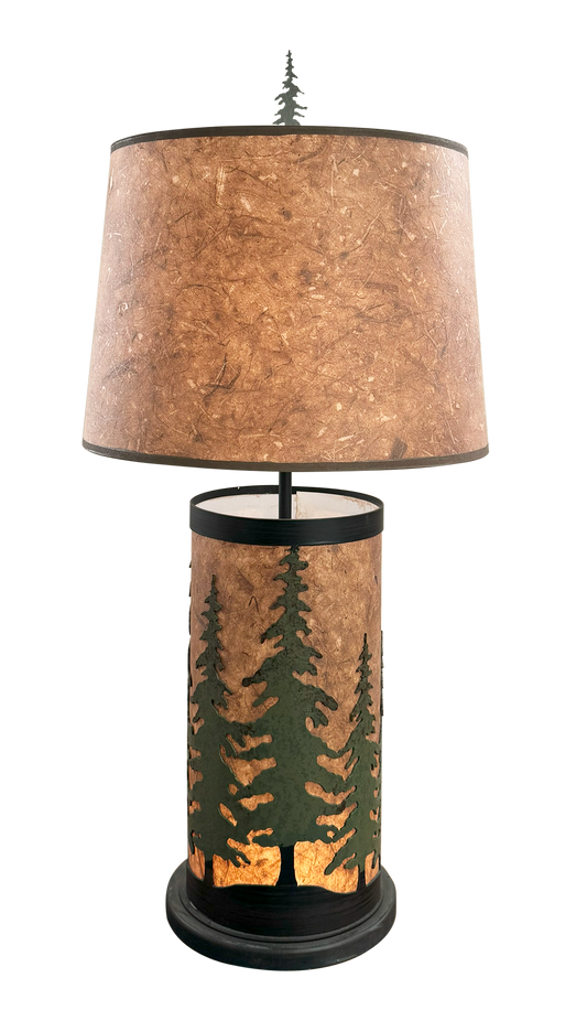 Rugged Pine Tree Grove Table Lamp w/ Night Light