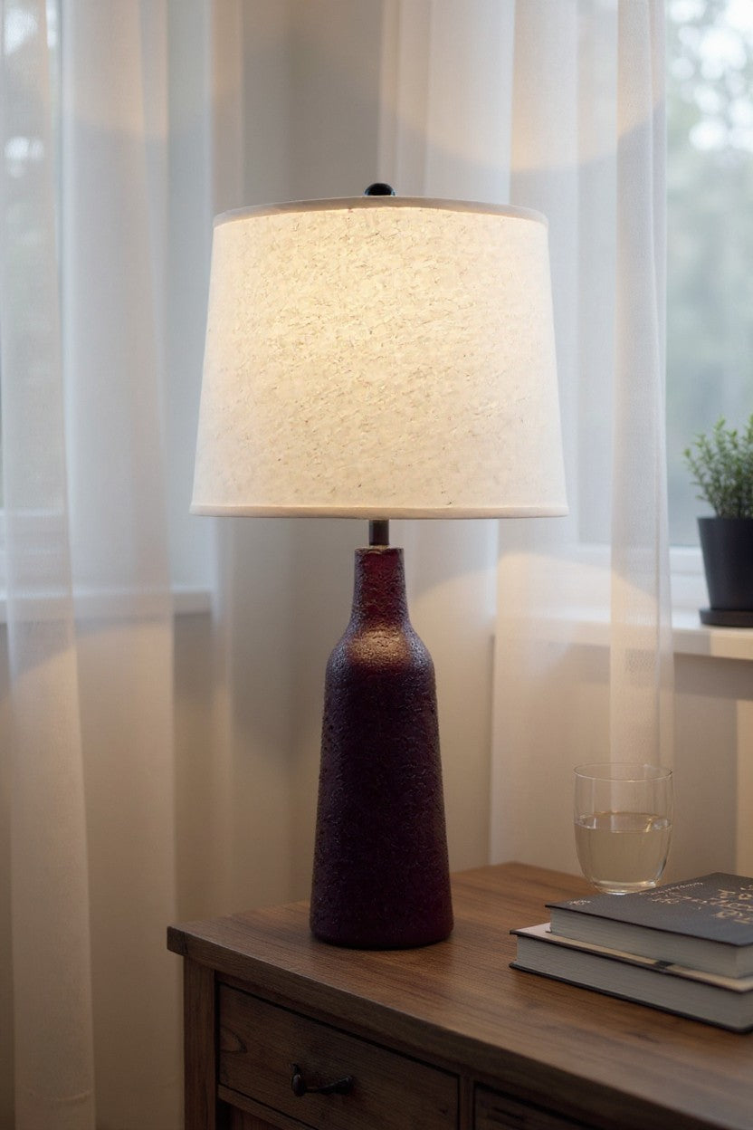 High Gloss Plum Textured Vase with Tapered Neck