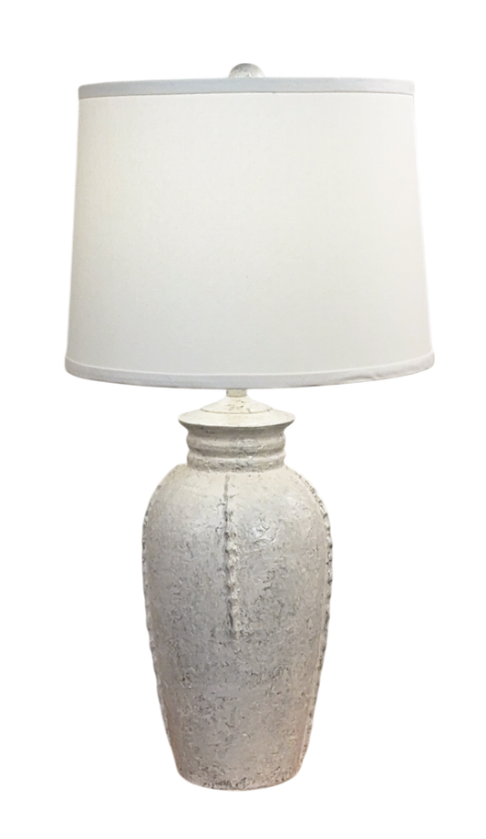 Limestone Ginger Jar with Ribbed Neck and Spine Accent Table Lamp