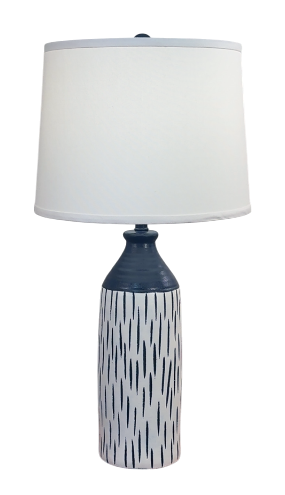 Navy/Ivory Tall Textured Vase with Small Indented Lines