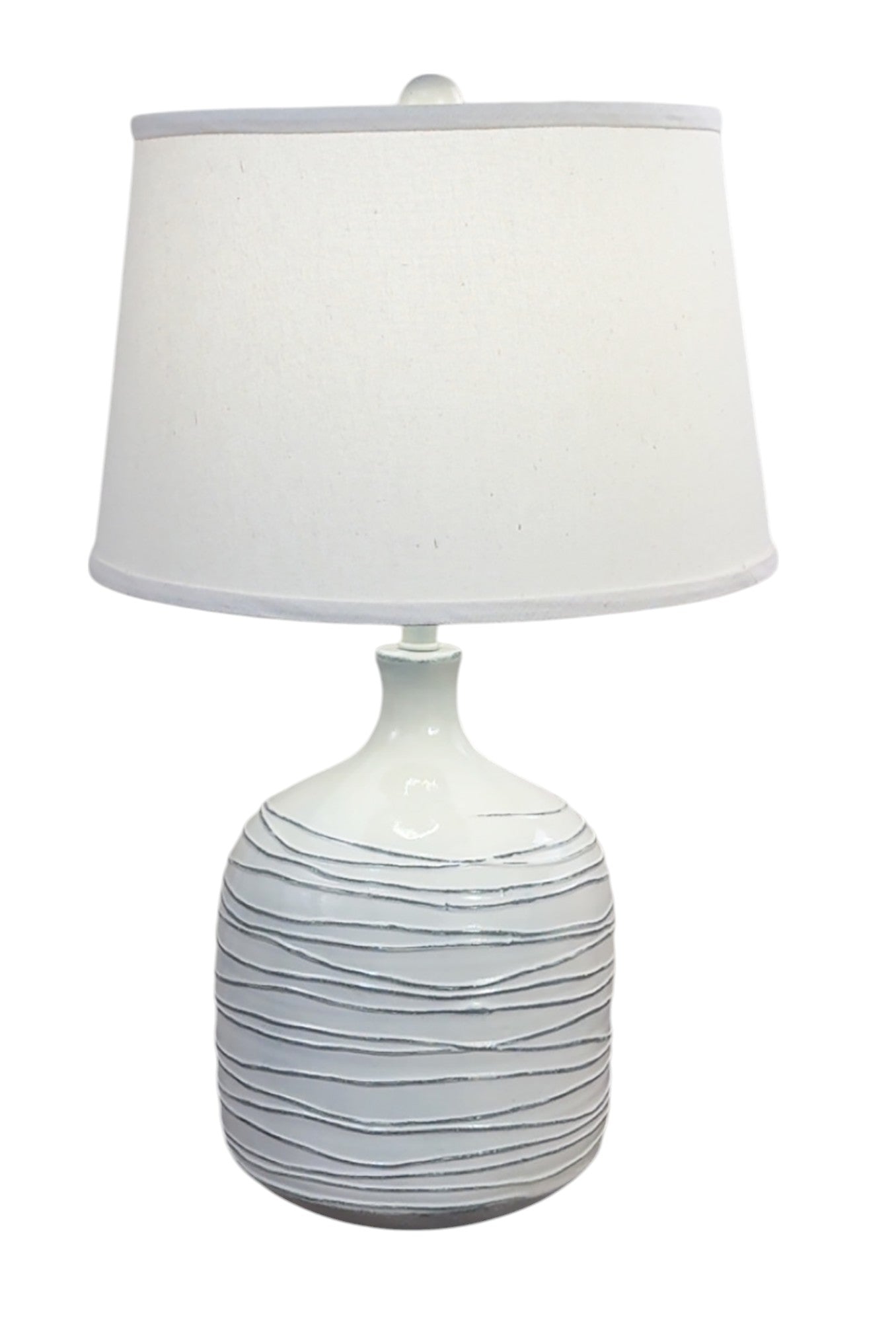 Nude/Grey Wide Table Lamp with Horizontal Lines