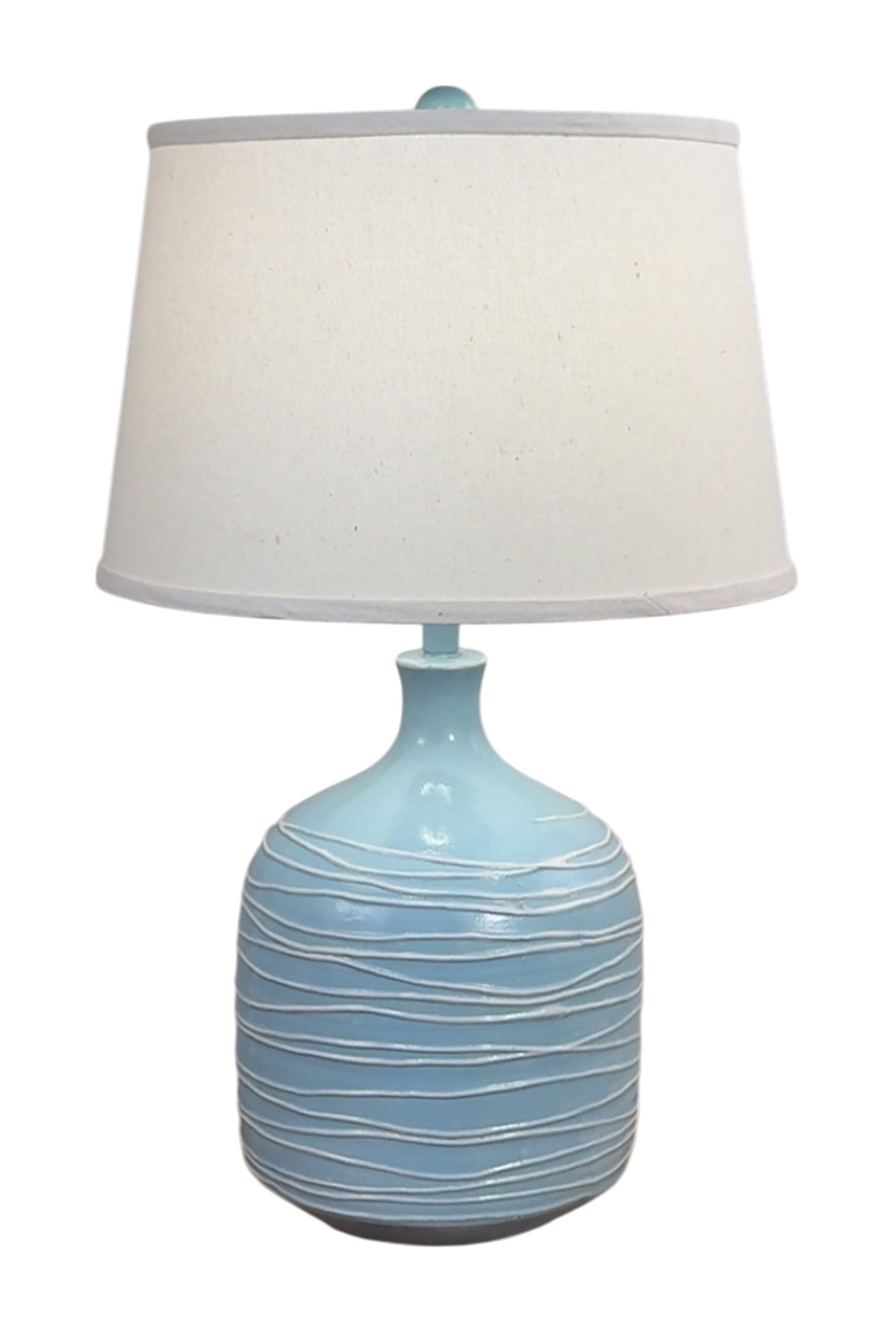 Seaside Villa/Ivory Wide Table Lamp with Horizontal Lines