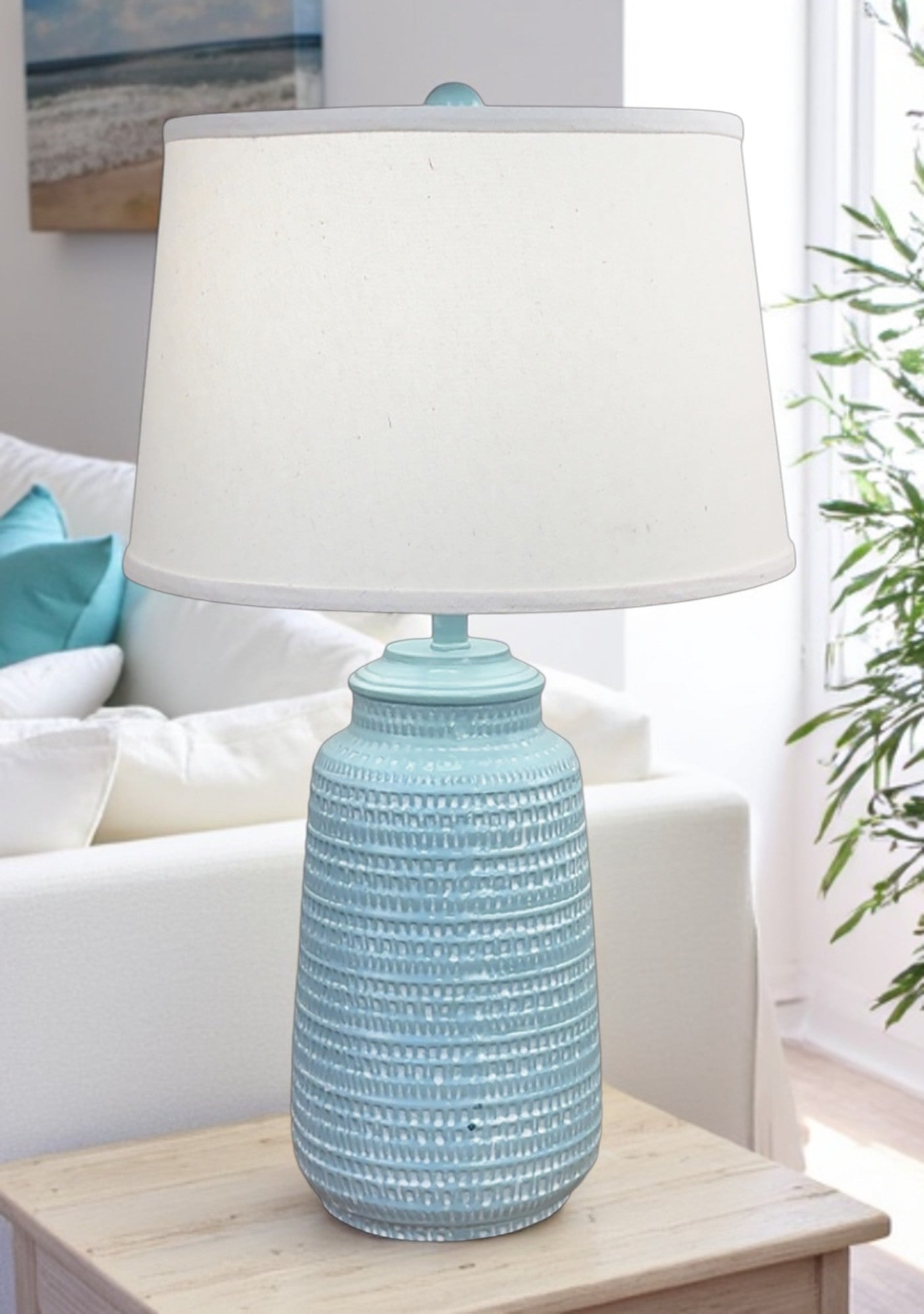 Atlantic Grey/Ivory Glaze Pattern Vase Table Lamp