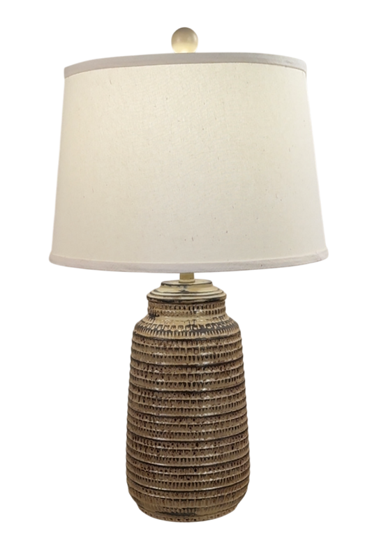 Rustic Shoreline Tan Pattern Vase Table Lamp