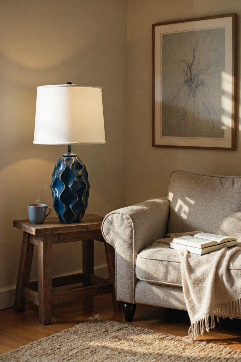SEA/GOLD WAVY LARGE FLUTED POT